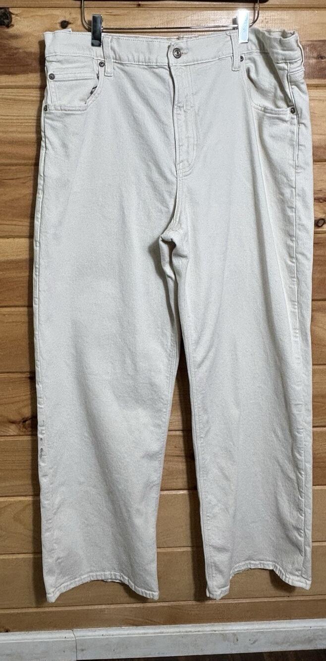 American Eagle Jeans Stovepipe Style Cream Sz 18 Wide Leg Bohemian Boho Casual